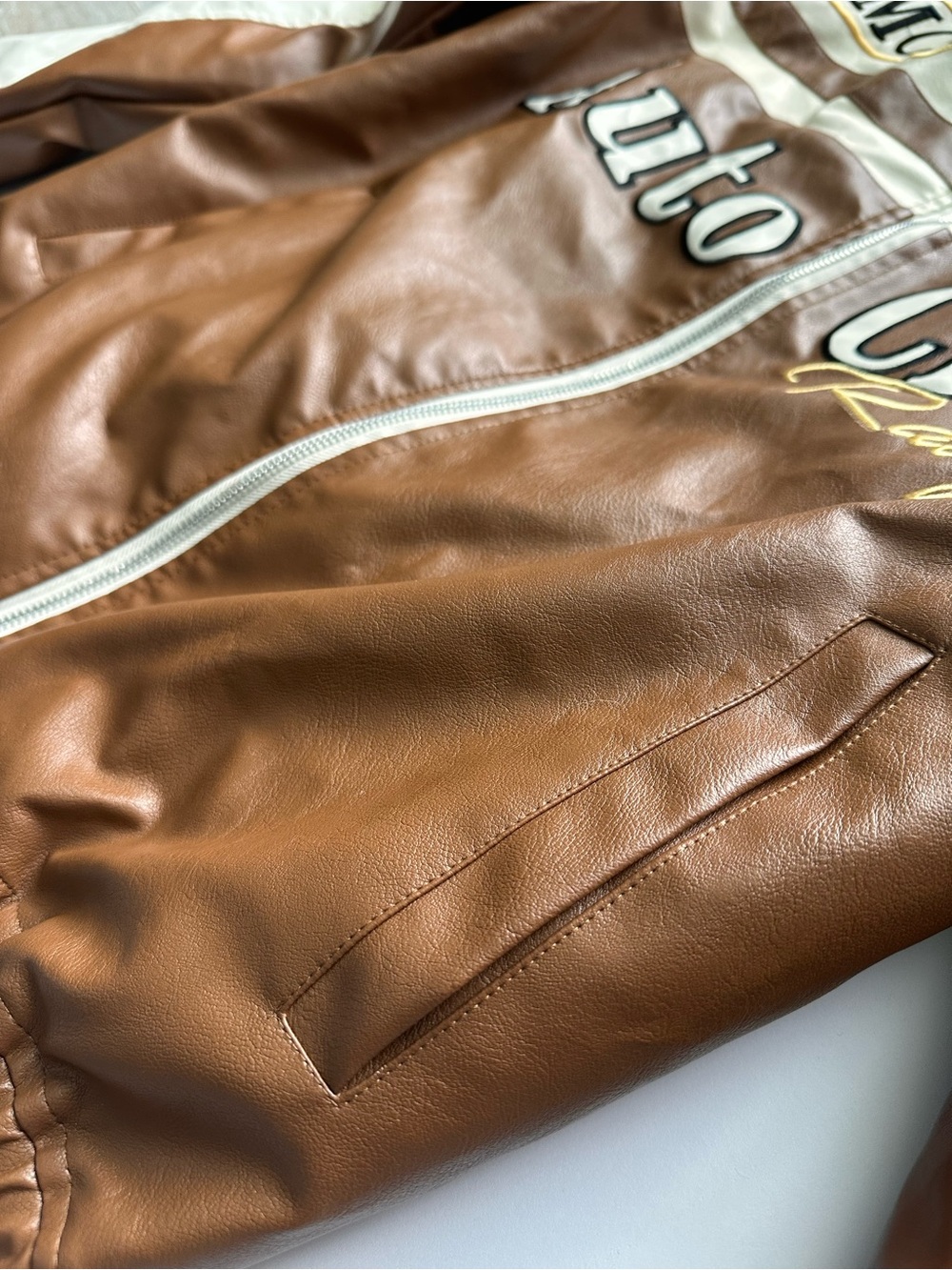 Auto Club Rally Brown & Cream Men's Racing Jacket - Picture 3 of 6